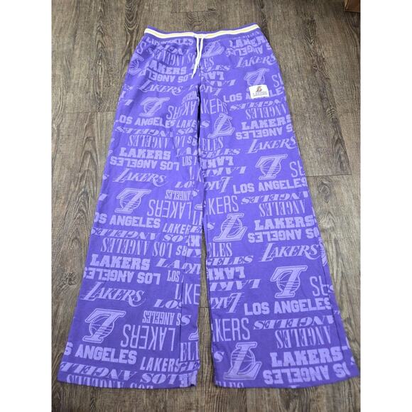 NBA Los Angeles Lakers Sweatpants Wide/Straight Leg Purple Gold Medium - Picture 1 of 4